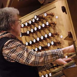 Teilnehmerin Christine Krendl an der Rudigierorgel