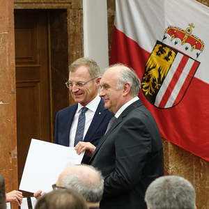 Landeshauptmann Thomas Stelzer und Domorganist Wolfgang Kreuzhuber