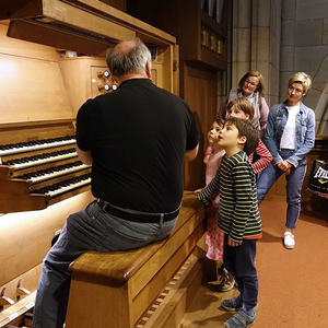 Staunende Blicke auf die Rudigierorgel und Domorganist Wolfgang Kreuzhuber